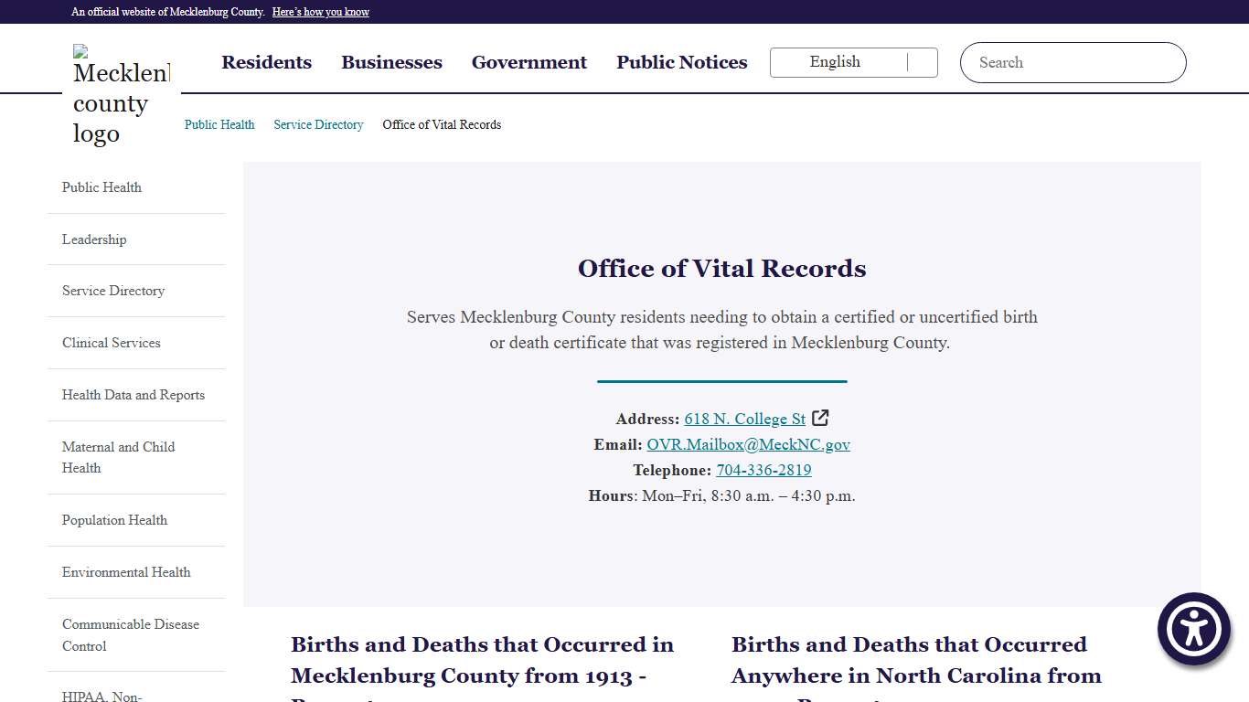 Office of Vital Records | Public Health