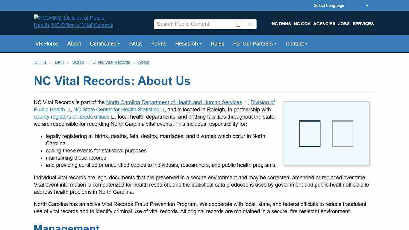 NCDHHS: DPH: NC Vital Records: About Us